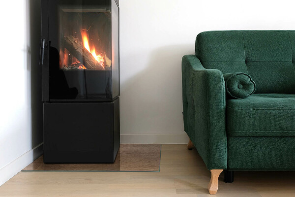 Sticlă dreptunghiulară sub sobă Model inspirat din lemn