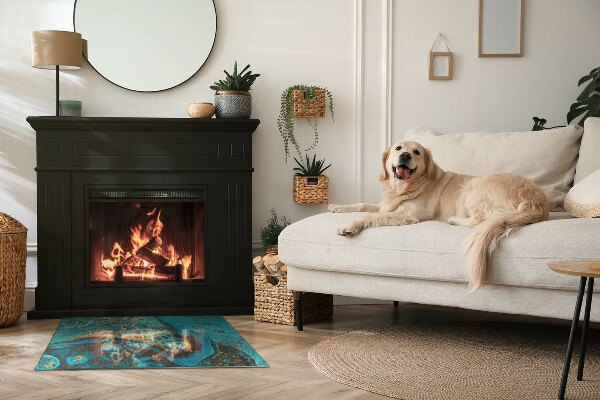 Placă de sticlă dreptunghiulară șemineu Model organic într-un stil abstract