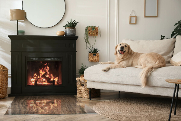 Placă de sticlă dreptunghiulară șemineu Model de lemn de pin