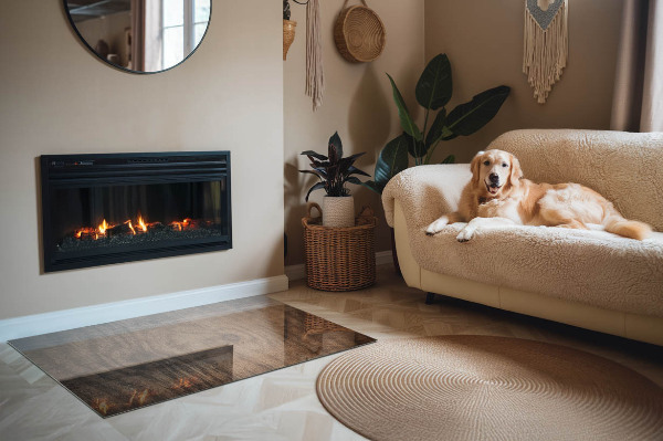 Placă de sticlă dreptunghiulară șemineu Model de lemn de pin