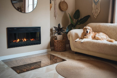 Placă de sticlă dreptunghiulară șemineu Model de lemn de pin