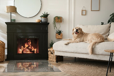 Placă dreptunghiulară din sticlă pentru șemineu Motiv din oțel perforat