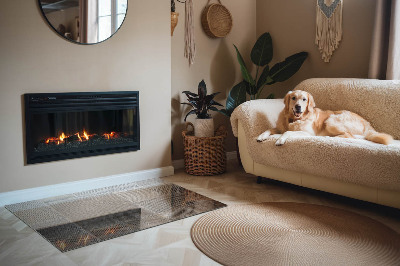 Placă dreptunghiulară din sticlă pentru șemineu Motiv din oțel perforat