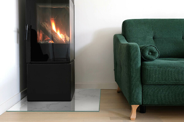 Placă dreptunghiulară din sticlă pentru șemineu Motiv de marmură cu vene delicate