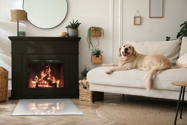 Placă dreptunghiulară din sticlă pentru șemineu Motiv de marmură cu vene delicate