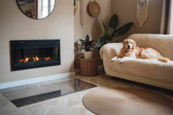 Placă dreptunghiulară din sticlă pentru șemineu Model de structură brută