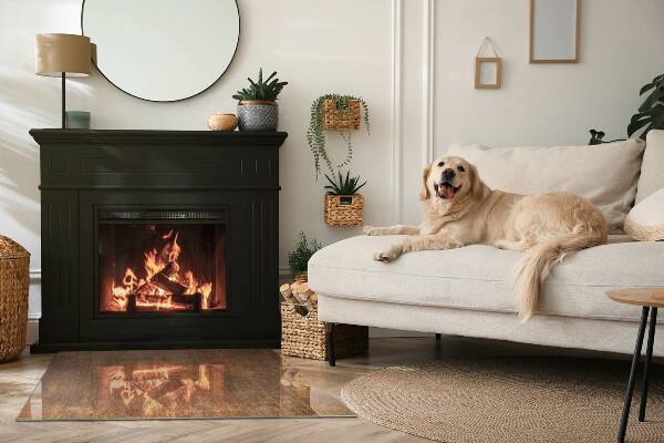 Placă de sticlă dreptunghiulară șemineu Urmă de rugină pe suprafața metalică