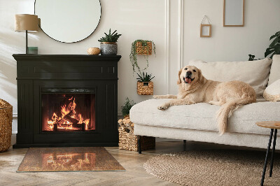 Placă de sticlă dreptunghiulară șemineu Urmă de rugină pe suprafața metalică