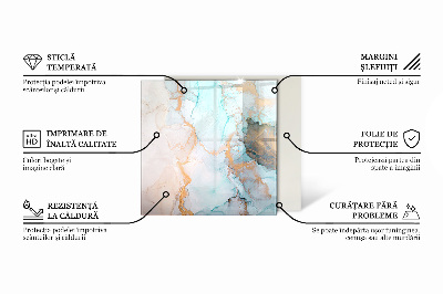 Placă dreptunghiulară din sticlă pentru șemineu Model abstract cu texturi variate