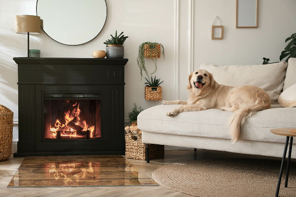 Placă de sticlă dreptunghiulară șemineu Fibre naturale ale lemnului