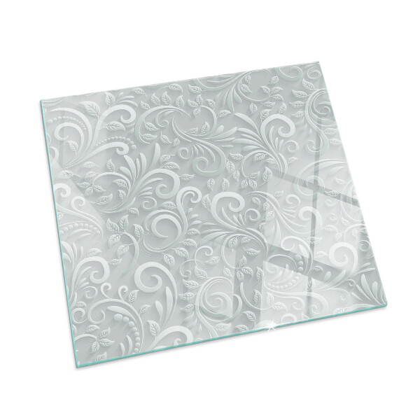 Placă dreptunghiulară din sticlă pentru șemineu Motiv elegant al plantelor