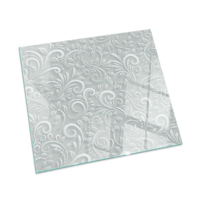 Placă dreptunghiulară din sticlă pentru șemineu Motiv elegant al plantelor