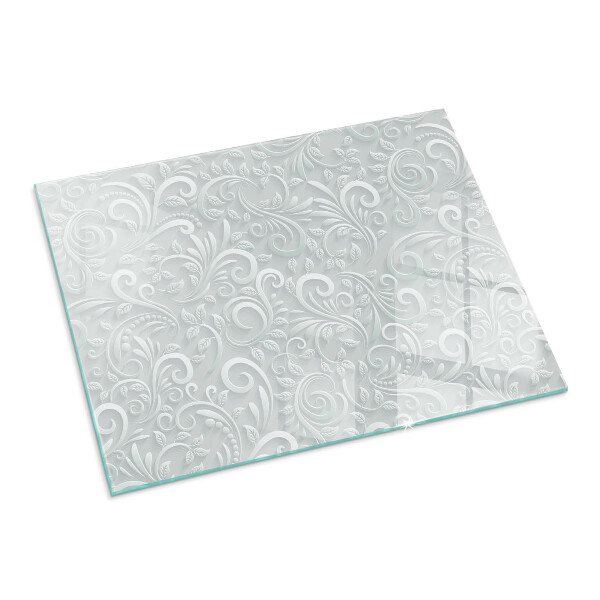 Placă dreptunghiulară din sticlă pentru șemineu Motiv elegant al plantelor