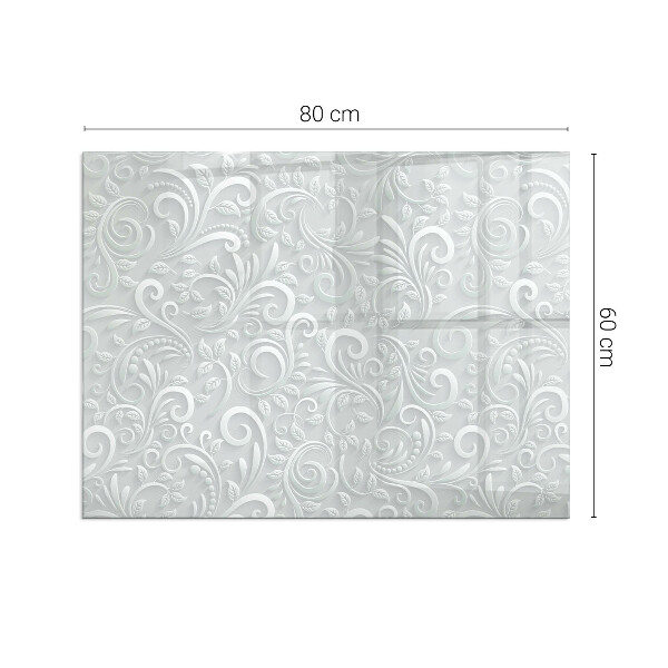 Placă dreptunghiulară din sticlă pentru șemineu Motiv elegant al plantelor