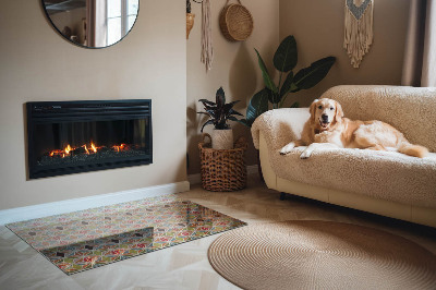 Placă dreptunghiulară din sticlă pentru șemineu Modele poligonale pe web