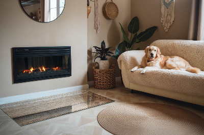 Sticlă dreptunghiulară sub sobă Fibre de lemn într-un stil natural