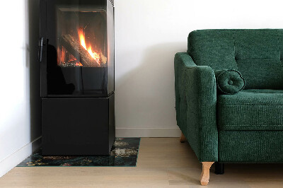 Placă dreptunghiulară din sticlă pentru șemineu Motiv floral cu fluturi