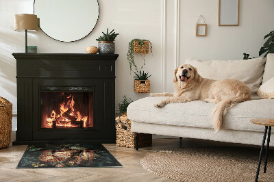 Placă dreptunghiulară din sticlă pentru șemineu Motiv floral cu fluturi