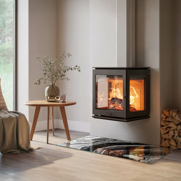 Placă de sticlă dreptunghiulară șemineu Modele abstracte ondulate și liniare