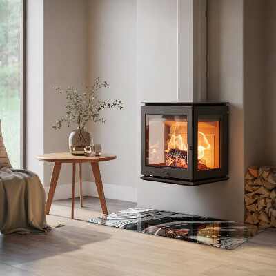 Placă de sticlă dreptunghiulară șemineu Modele abstracte ondulate și liniare