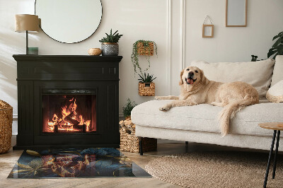 Placă dreptunghiulară din sticlă pentru șemineu Frunze elegante în structură