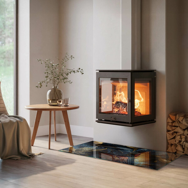 Placă dreptunghiulară din sticlă pentru șemineu Frunze elegante în structură