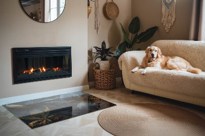 Placă dreptunghiulară din sticlă pentru șemineu Frunze elegante în structură