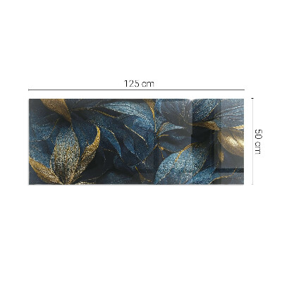 Placă dreptunghiulară din sticlă pentru șemineu Frunze elegante în structură