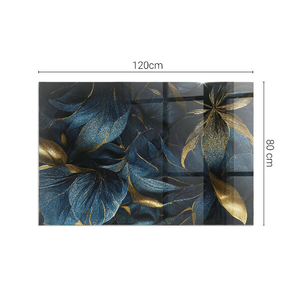 Placă dreptunghiulară din sticlă pentru șemineu Frunze elegante în structură