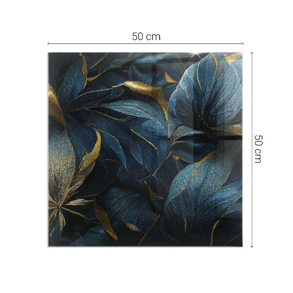 Placă dreptunghiulară din sticlă pentru șemineu Frunze elegante în structură