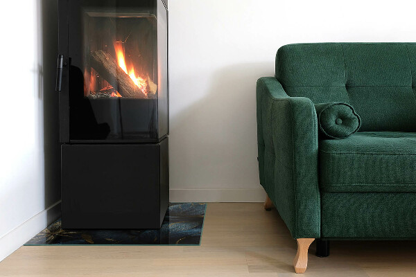 Placă dreptunghiulară din sticlă pentru șemineu Frunze elegante în structură