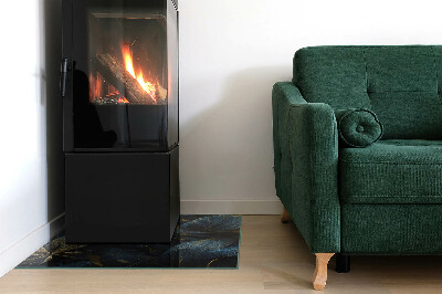 Placă dreptunghiulară din sticlă pentru șemineu Frunze elegante în structură