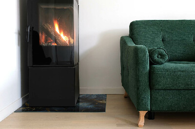 Placă dreptunghiulară din sticlă pentru șemineu Frunze elegante în structură