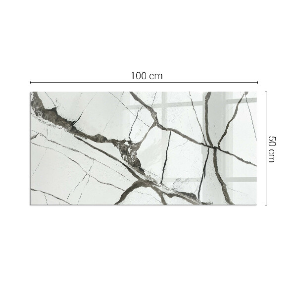 Sticlă dreptunghiulară sub sobă Vene de marmură într-un stil elegant