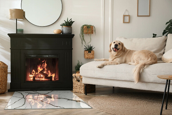 Sticlă dreptunghiulară sub sobă Vene de marmură într-un stil elegant