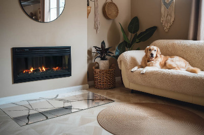 Sticlă dreptunghiulară sub sobă Vene de marmură într-un stil elegant