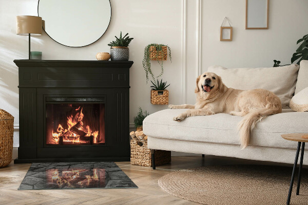 Placă dreptunghiulară din sticlă pentru șemineu Stil de piatră într-o versiune naturală