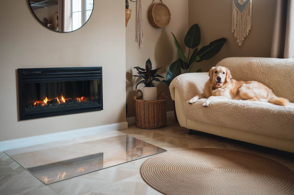 Sticlă dreptunghiulară sub sobă Motiv organic din piatră