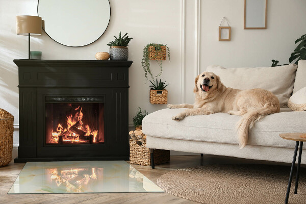 Placă dreptunghiulară din sticlă pentru șemineu Motiv abstract de marmură