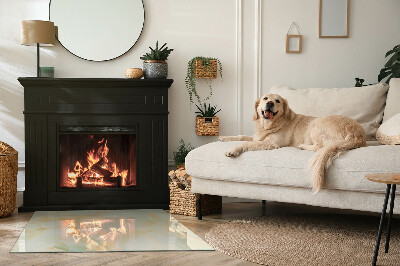 Placă dreptunghiulară din sticlă pentru șemineu Motiv abstract de marmură