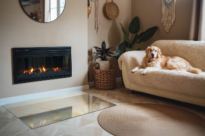 Placă dreptunghiulară din sticlă pentru șemineu Motiv abstract de marmură