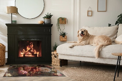 Placă de sticlă dreptunghiulară șemineu Detaliu floral în plină floare