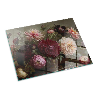 Placă de sticlă dreptunghiulară șemineu Detaliu floral în plină floare