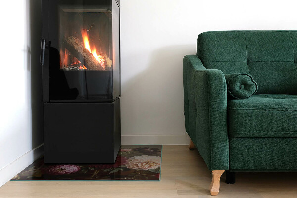 Placă de sticlă dreptunghiulară șemineu Detaliu floral în plină floare