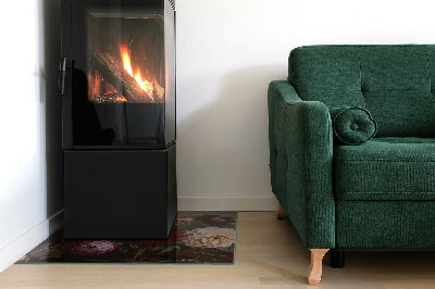 Placă de sticlă dreptunghiulară șemineu Detaliu floral în plină floare