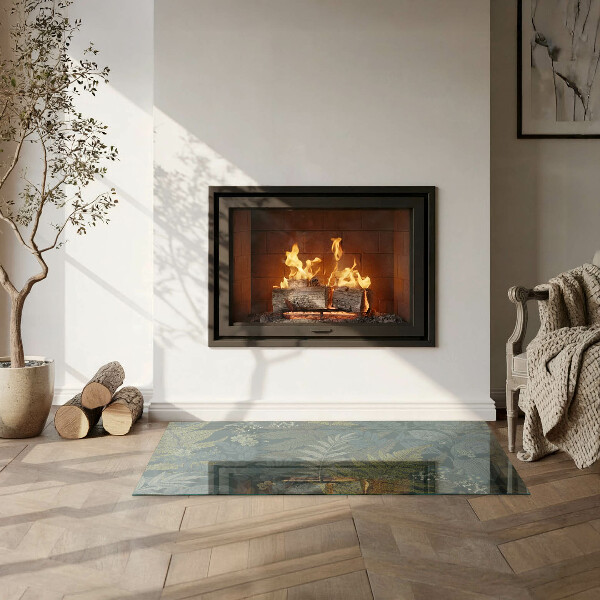 Sticlă dreptunghiulară sub sobă Modele de plante cu fluturi