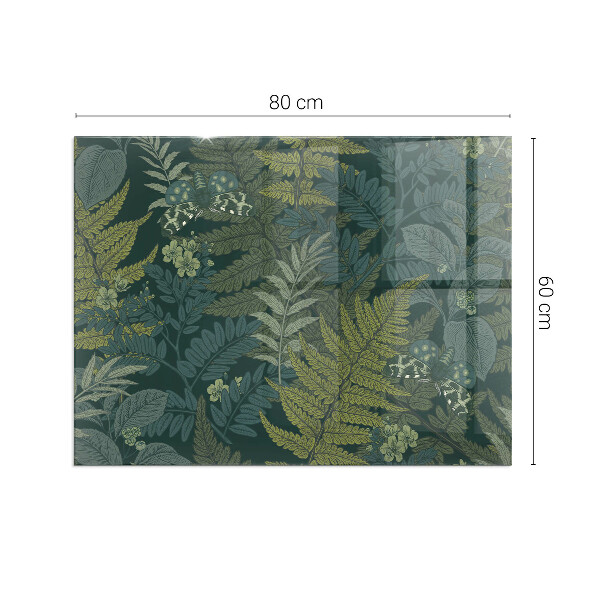 Sticlă dreptunghiulară sub sobă Modele de plante cu fluturi