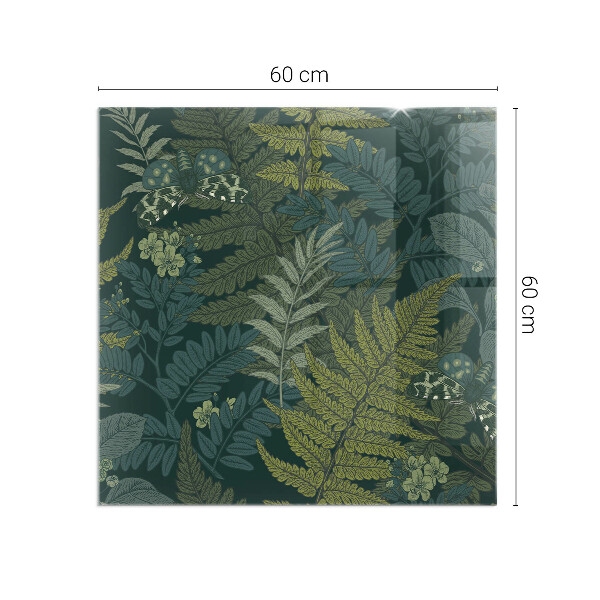 Sticlă dreptunghiulară sub sobă Modele de plante cu fluturi