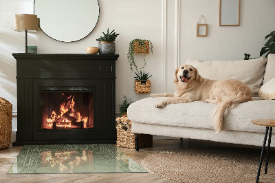 Placă dreptunghiulară din sticlă pentru șemineu Frunze tropicale pe fundal