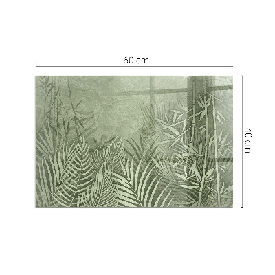 Placă dreptunghiulară din sticlă pentru șemineu Frunze tropicale pe fundal